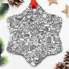 Food Doodle Pattern Snowflake Ornament (two Sides) by Sarkoni