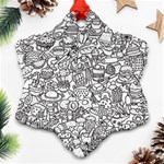 Food Doodle Pattern Snowflake Ornament (Two Sides) Front