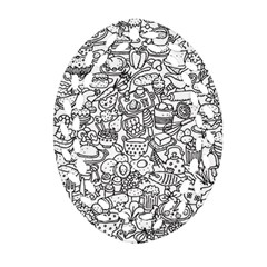 Food Doodle Pattern Oval Filigree Ornament (two Sides) by Sarkoni