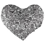 Food Doodle Pattern Large 19  Premium Heart Shape Cushions Front