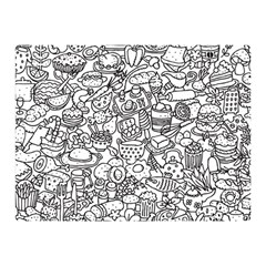 Food Doodle Pattern Two Sides Premium Plush Fleece Blanket (mini) by Sarkoni