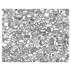 Food Doodle Pattern Two Sides Premium Plush Fleece Blanket (medium) by Sarkoni