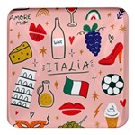 Food Pattern Italia Square Glass Fridge Magnet (4 pack) Front