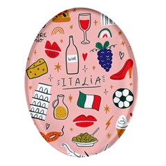 Food Pattern Italia Oval Glass Fridge Magnet (4 Pack) by Sarkoni