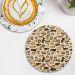 Junk Food Hipster Pattern Uv Print Round Tile Coaster by Sarkoni