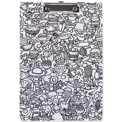 Food Doodle Pattern A4 Acrylic Clipboard by Sarkoni