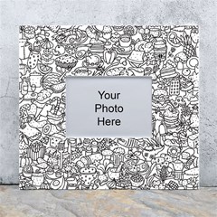 Food Doodle Pattern White Wall Photo Frame 5  X 7  by Sarkoni