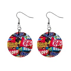 Pop Art Food Cute Patterns Mini Button Earrings by Sarkoni