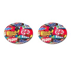 Pop Art Food Cute Patterns Cufflinks (oval) by Sarkoni