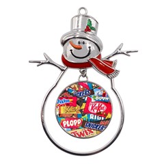 Pop Art Food Cute Patterns Metal Snowman Ornament