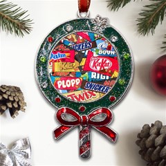 Pop Art Food Cute Patterns Metal X mas Lollipop With Crystal Ornament by Sarkoni