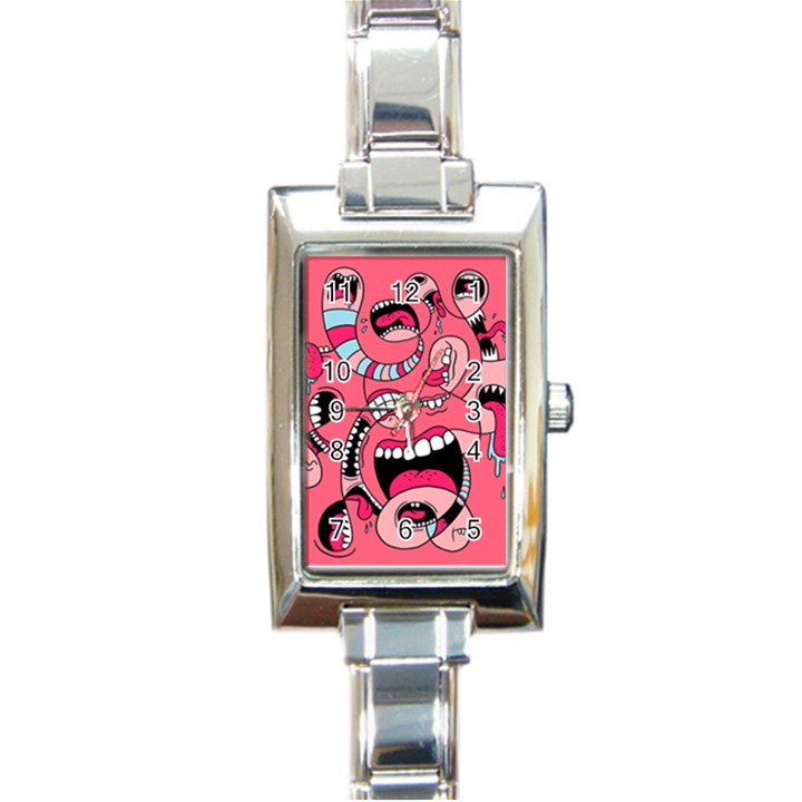 Big Mouth Worm Rectangle Italian Charm Watch