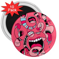 Big Mouth Worm 3  Magnets (10 Pack)  by Dutashop