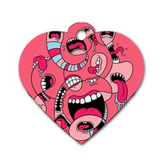 Big Mouth Worm Dog Tag Heart (one Side) by Dutashop