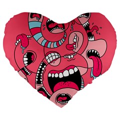 Big Mouth Worm Large 19  Premium Heart Shape Cushions by Dutashop