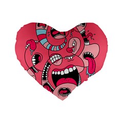 Big Mouth Worm Standard 16  Premium Flano Heart Shape Cushions by Dutashop