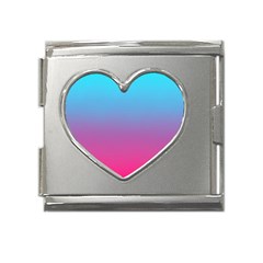 Blue Pink Purple Mega Link Heart Italian Charm (18mm) by Dutashop