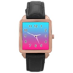 Blue Pink Purple Rose Gold Leather Watch  by Dutashop