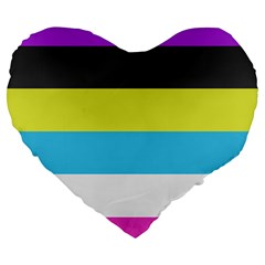 Bigender Flag Copy Large 19  Premium Heart Shape Cushions by Dutashop