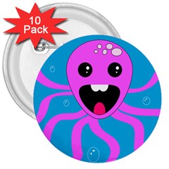 Bubble Octopus Copy 3  Buttons (10 Pack)  by Dutashop