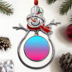 Blue Pink Purple Metal Snowman Ornament