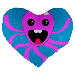 Bubble Octopus Copy Large 19  Premium Heart Shape Cushions by Dutashop