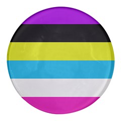 Bigender Flag Copy Round Glass Fridge Magnet (4 Pack)