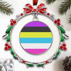 Bigender Flag Copy Metal X mas Wreath Ribbon Ornament