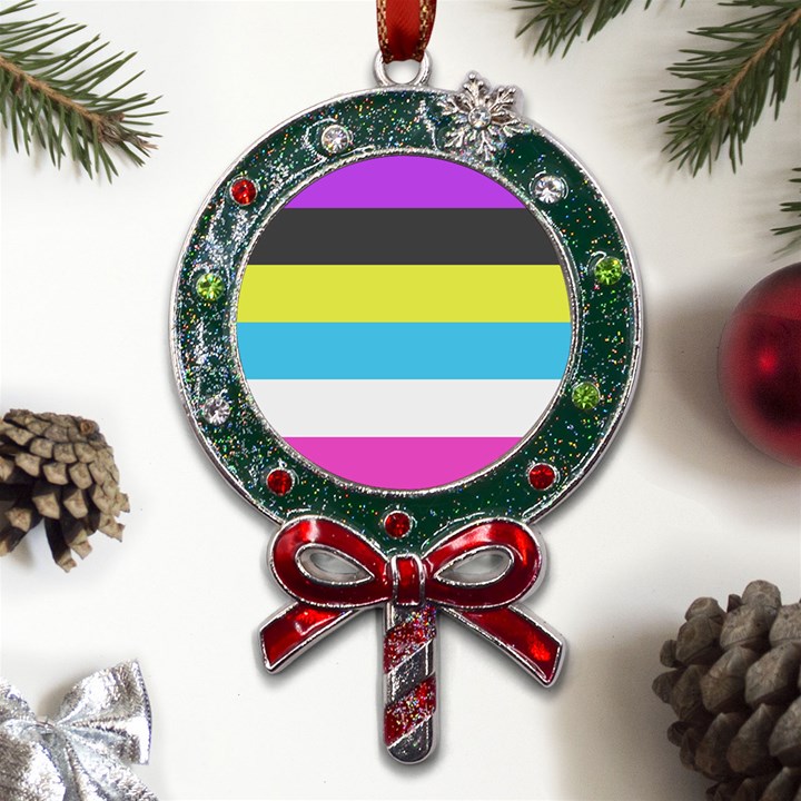 Bigender Flag Copy Metal X Mas Lollipop with Crystal Ornament