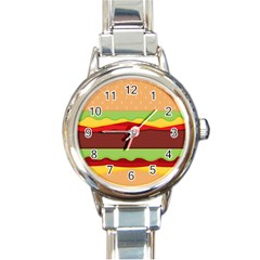 Cake Cute Burger Round Italian Charm Watch by Dutashop