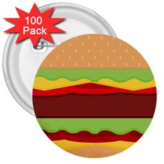 Cake Cute Burger 3  Buttons (100 Pack)  by Dutashop