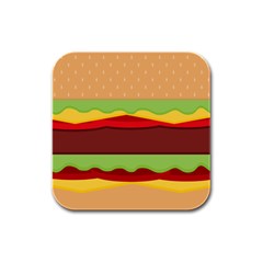 Cake Cute Burger Rubber Square Coaster (4 Pack) by Dutashop