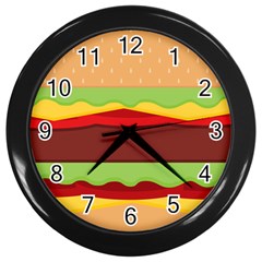 Cake Cute Burger Wall Clock (black) by Dutashop