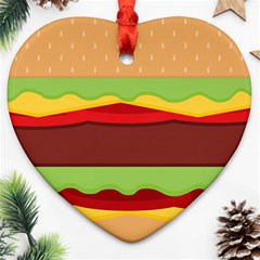 Cake Cute Burger Heart Ornament (two Sides) by Dutashop