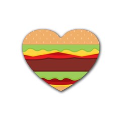 Cake Cute Burger Rubber Heart Coaster (4 Pack) by Dutashop