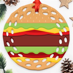 Cake Cute Burger Round Filigree Ornament (two Sides) by Dutashop