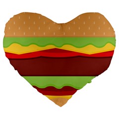 Cake Cute Burger Large 19  Premium Flano Heart Shape Cushions by Dutashop