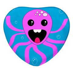 Bubble Octopus Copy Heart Glass Fridge Magnet (4 Pack)