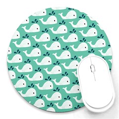 Whale Sea Blue Round Mousepad