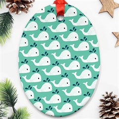 Whale Sea Blue Ornament (oval) by Dutashop