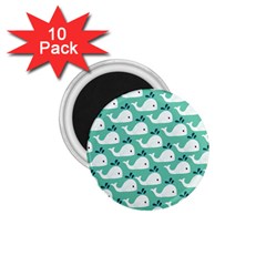 Whale Sea Blue 1 75  Magnets (10 Pack)  by Dutashop