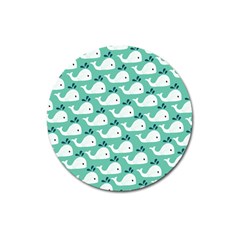 Whale Sea Blue Magnet 3  (round) by Dutashop