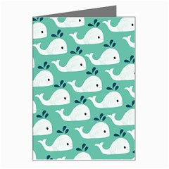 Whale Sea Blue Greeting Card by Dutashop