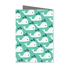 Whale Sea Blue Mini Greeting Cards (pkg Of 8) by Dutashop