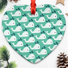 Whale Sea Blue Heart Ornament (two Sides)