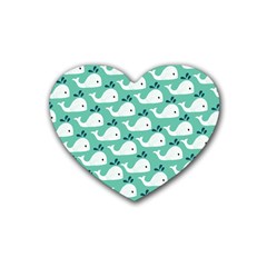 Whale Sea Blue Rubber Heart Coaster (4 Pack) by Dutashop