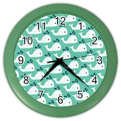 Whale Sea Blue Color Wall Clock by Dutashop