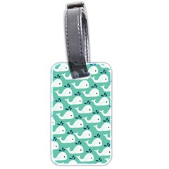 Whale Sea Blue Luggage Tag (two Sides) by Dutashop