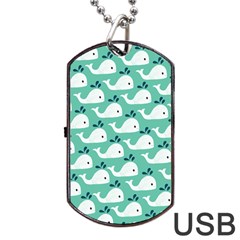 Whale Sea Blue Dog Tag Usb Flash (two Sides) by Dutashop