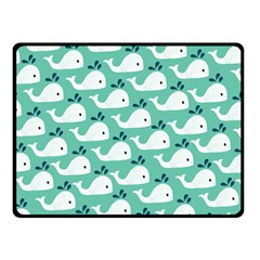 Whale Sea Blue Two Sides Fleece Blanket (small) by Dutashop